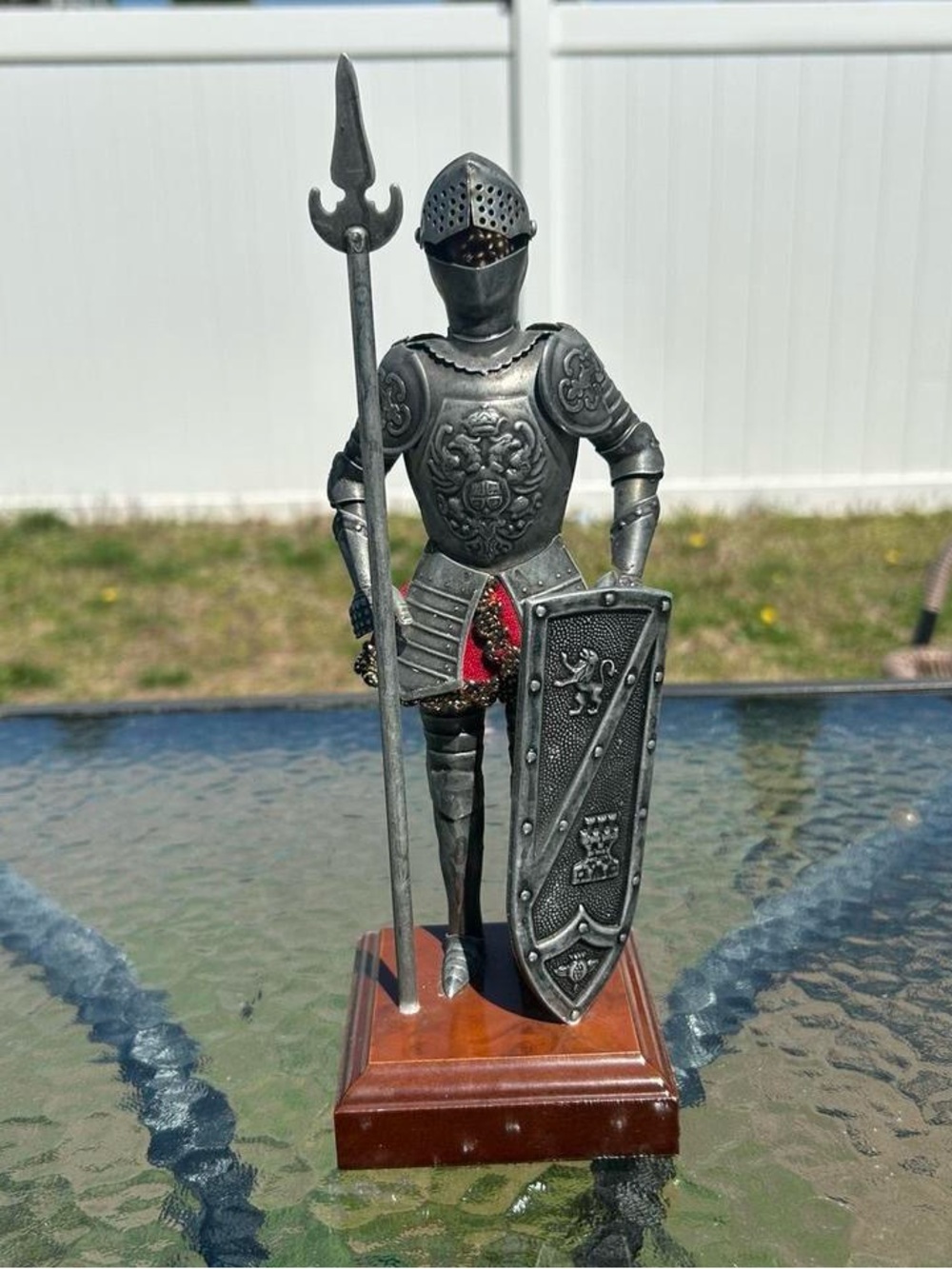 Medieval Knight Suit Of Armor Statue With Spear Metal Model 10" Figurine